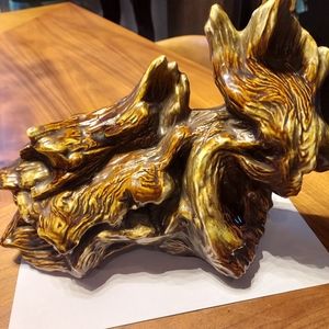 Beautiful Vintage Table Lamp. Green and Brown. 12" long 9" tall